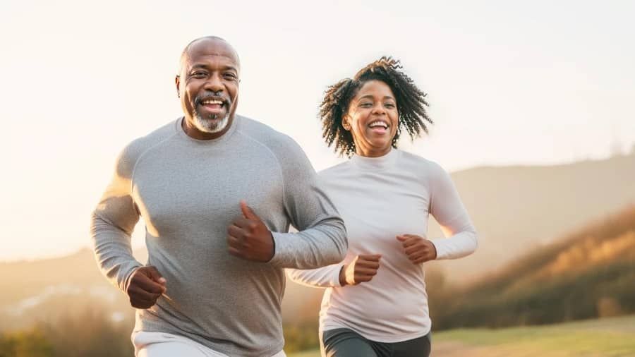 happy couple running together after successful surgery at alabama bariatrics