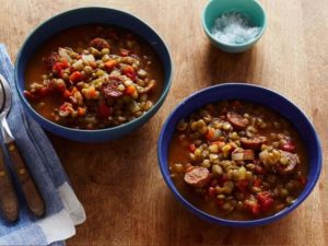 Lentil and sausage soup is a bariatric diet staple