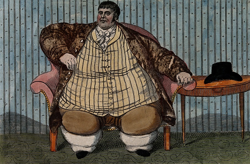 V0007162 Daniel Lambert, weighing over fifty stone, aged 36. Coloured